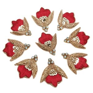 Zardosi Red Flower Decorative Patches