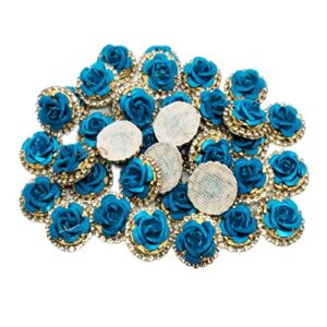 Blue Rose With Golden Touch Chain Applique
