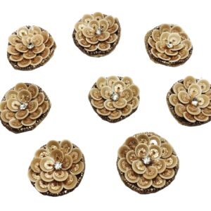 Brown Handcrafted Round Flower Soft Beautiful Patches.