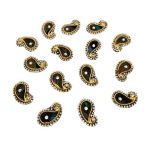 Mango Shape Peacock Feather With Stone Decorative Patches