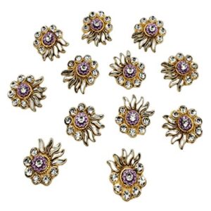 Purple Color Flower Shape Stone Work Decorative Patches