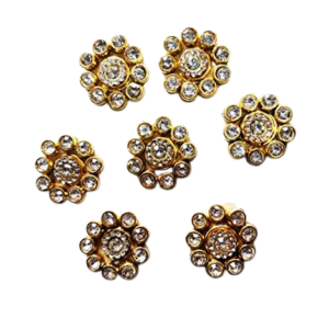 Crystal White Round Shape With Golden Touch Applique