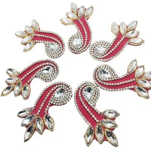 Maroon Shade Long Embroidery Neck Sew On Applique Patches