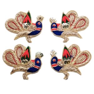 Peacock Feather Design Decorated Pair Applique Patches