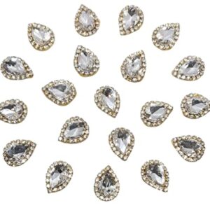 SRIMIH4U Drop Shape Crystal White Applique - 2cm x 1.5cm