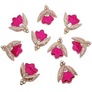 Zardosi Pink Flower Decorative Applique Patches