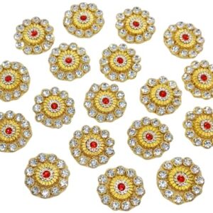 Elegant 3cm Round Stone Patches – Red Stone in Center with Golden Touch