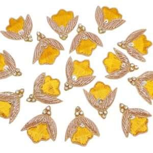 Zardosi Golden Yellow Flower Decorative Patches