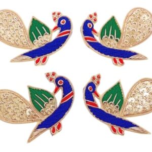 Beautiful Color Peacock Patches Design Decorated Handmade Appliques - 4 Pieces