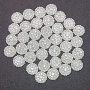 Round White Beaded Applique Patches Embellishment for Craft Decoration