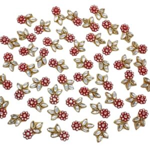 Flower Designe Crystal White & Maroon Color Applique Patches