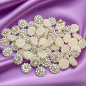 Elegant White Pearl Appliqué Patches by SRIMIH4U for Sophisticated Crafting