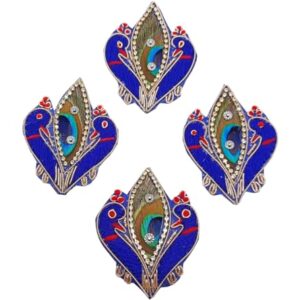 Multi color Peacock Patches Decorated Handmade Appliques - 4 Pieces