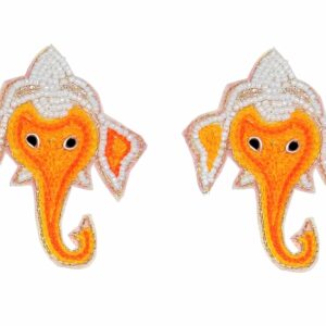 Lord Ganesha Shaped Decorative Applique Patch, Golden Color