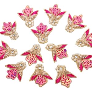 Sequins Pink Flower Decorative Applique Patches