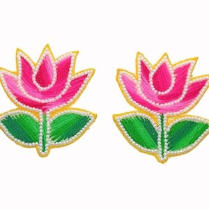 Exquisite Handmade Pink Lotus Flower Shape Applique Patches